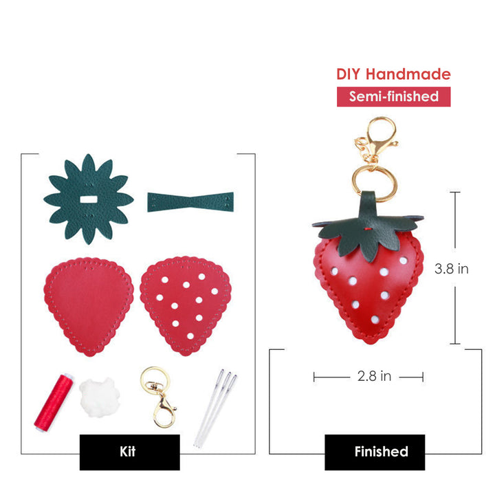 Leather Strawberry Keychain DIY Kit - Strawberry Bag Charm | POPSEWING™