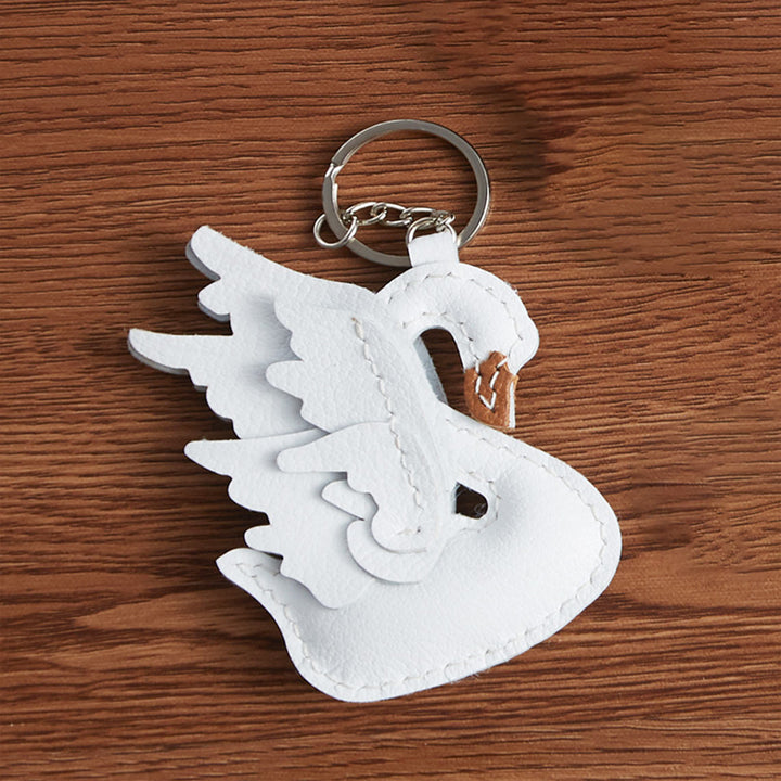 White Lambskin Swan Bag Charm Keyring - POPSEWING™