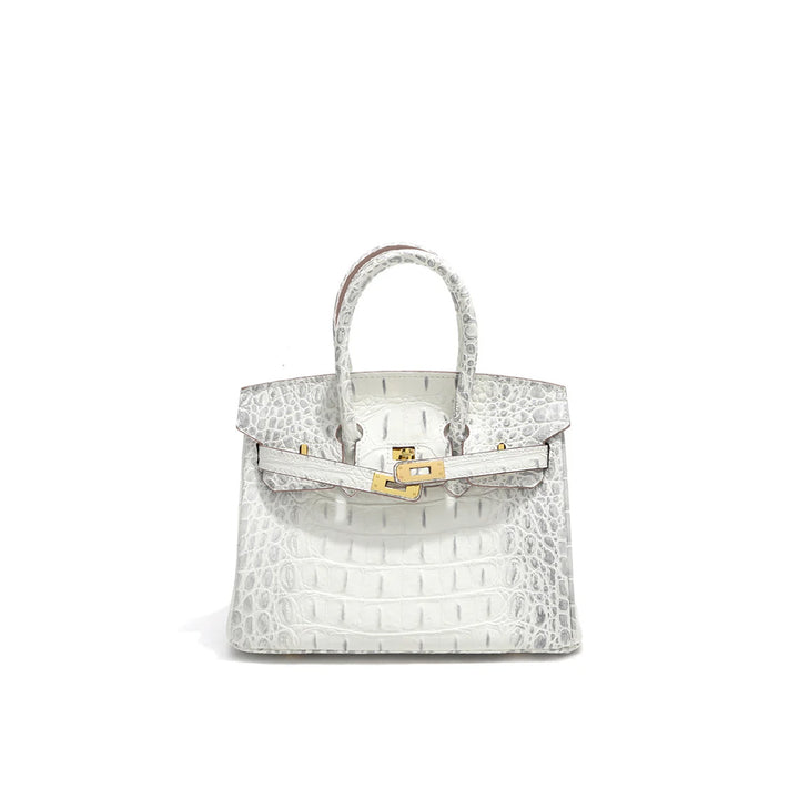 Designer Handbag | Crocodile Embossed Leather Luxury Inspired Birkin Bag