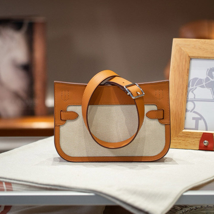 Canvas Leather Inspired Mini Crossbody Bag