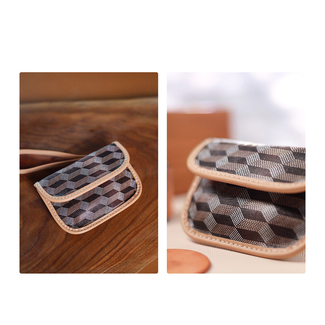 DIY Leather Coin Wallet Kit | Small Checker Pouch for Women