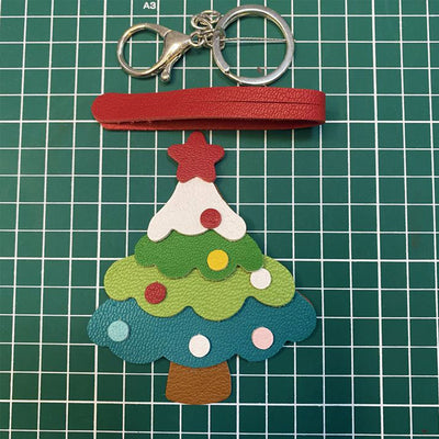 Christmas Tree Leather Keychain Charm DIY Leather Kits - POPSEWING®