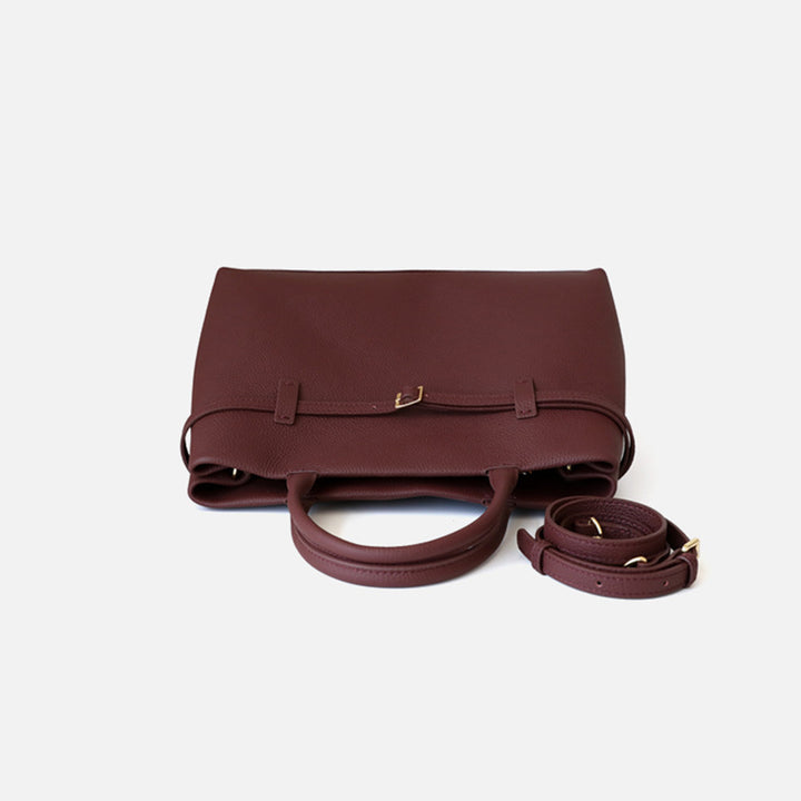 Top Grain Leather Belt Tote Bag