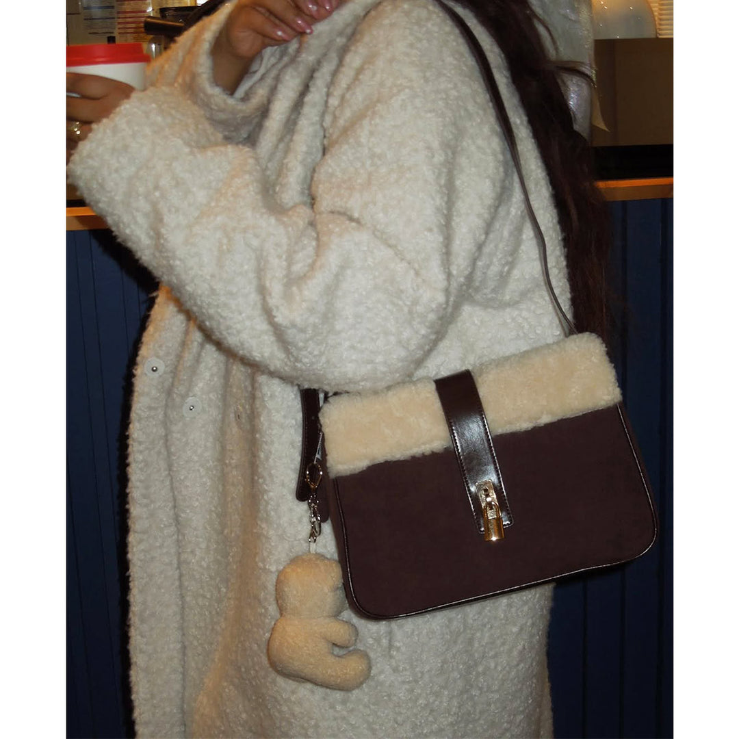 Leather Fluffy Crossbody Bag for Women