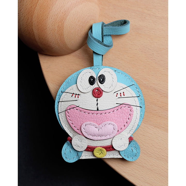 Leather Doraemon Bag Charm | Handmade Leather Crafts