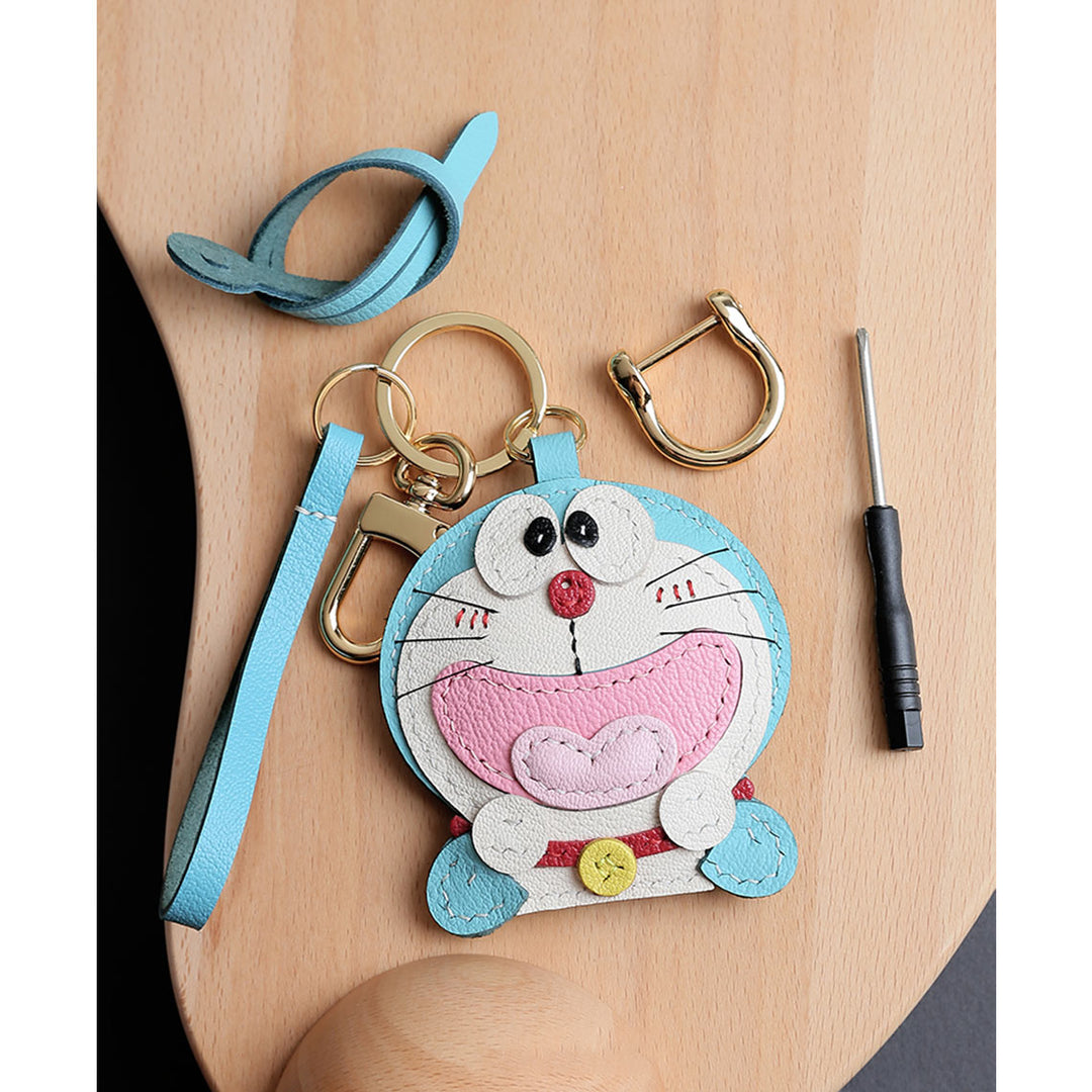 Leather Doraemon Keychain Pendants | Make Your Own Leather Keychain
