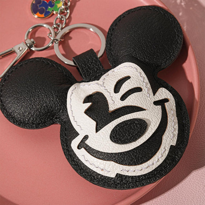 Lambskin Mickey Mouse Keychain Keyfob | Fun Design Leather Keychain - POPSEWING®