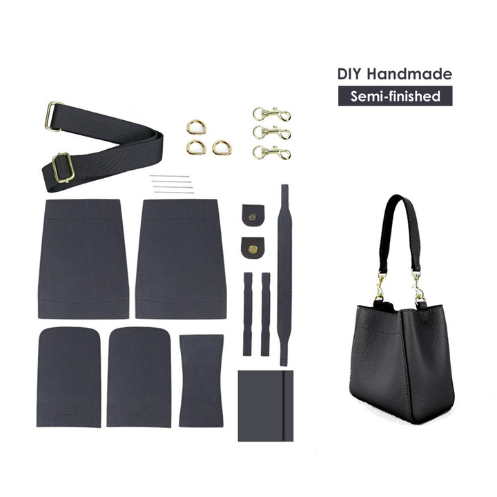 Black bucket bag | diy handmade leather bag