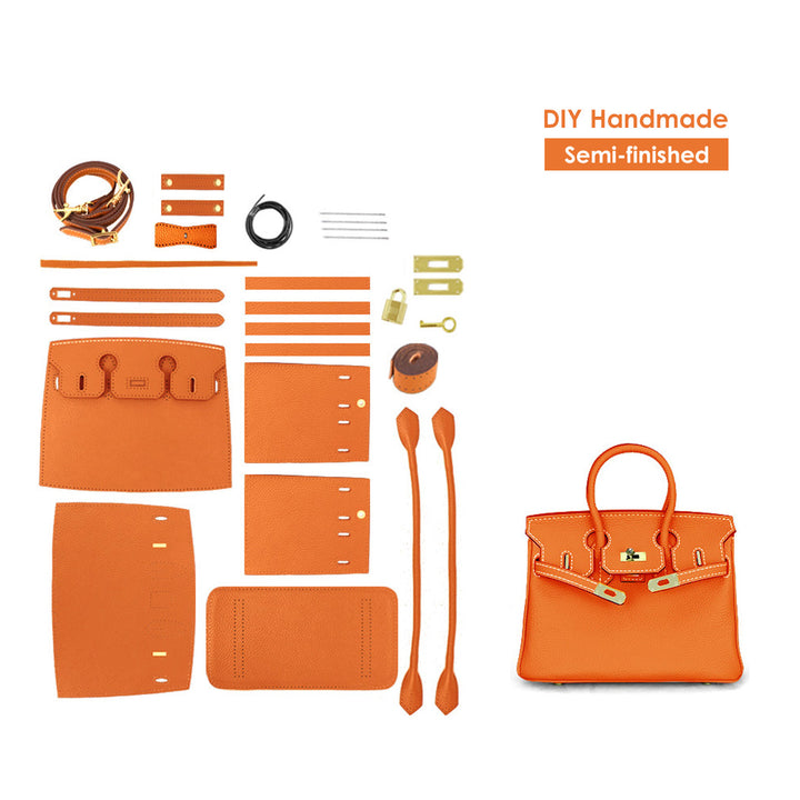 Orange Leather Handbag for Women | Semi-finished DIY Bag Kits - POPSEWING®