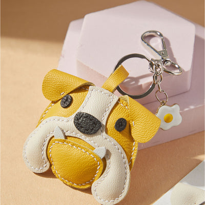 Yellow Leather Dog Keychain Charm | DIY Handmade Gift for Dog Lovers - POPSEWING®