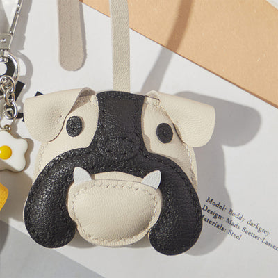 Black & White Leather Dog Keychain Charm | DIY Handmade Gift for Dog Lovers - POPSEWING®