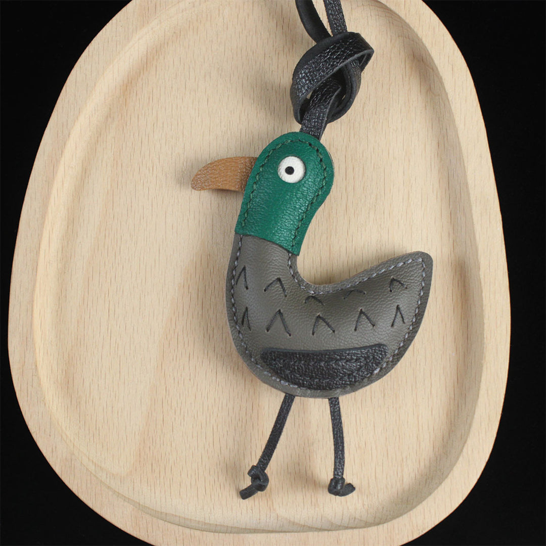 Handmade Leather Duck Ornament Purse Charm | Unique Design Leather Accessory