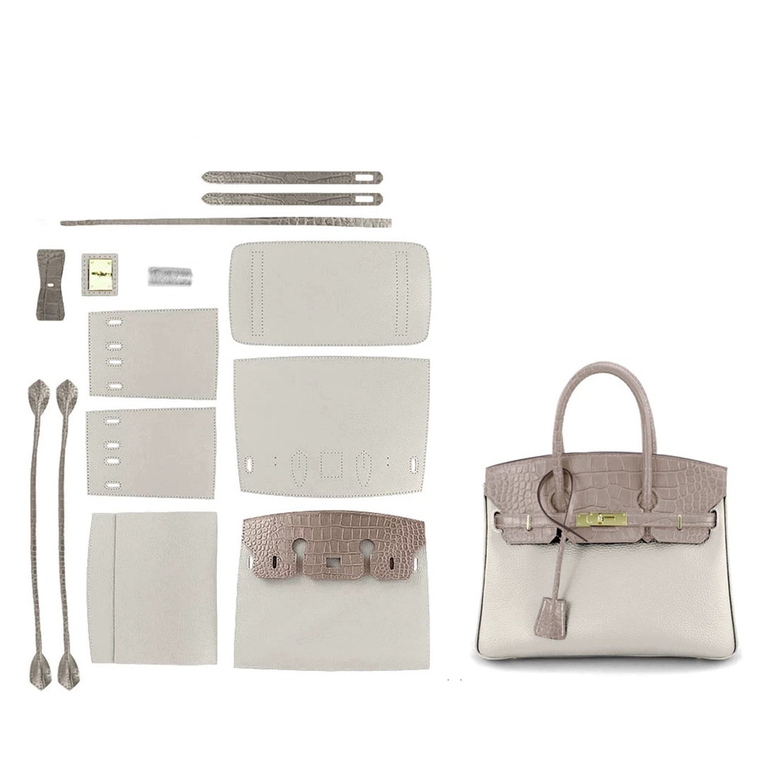 POPSEWING® Top Grain Leather Bi-color Platinum Bag DIY Kit