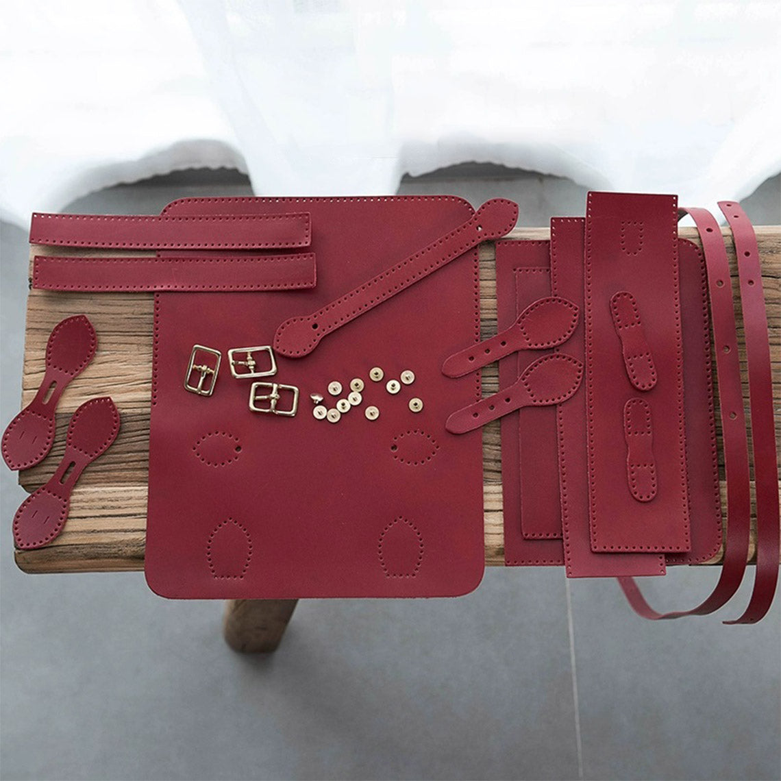 Red Leather Satchel DIY Bag Kit | Semi-finished Bag Kit - POPSEWING®
