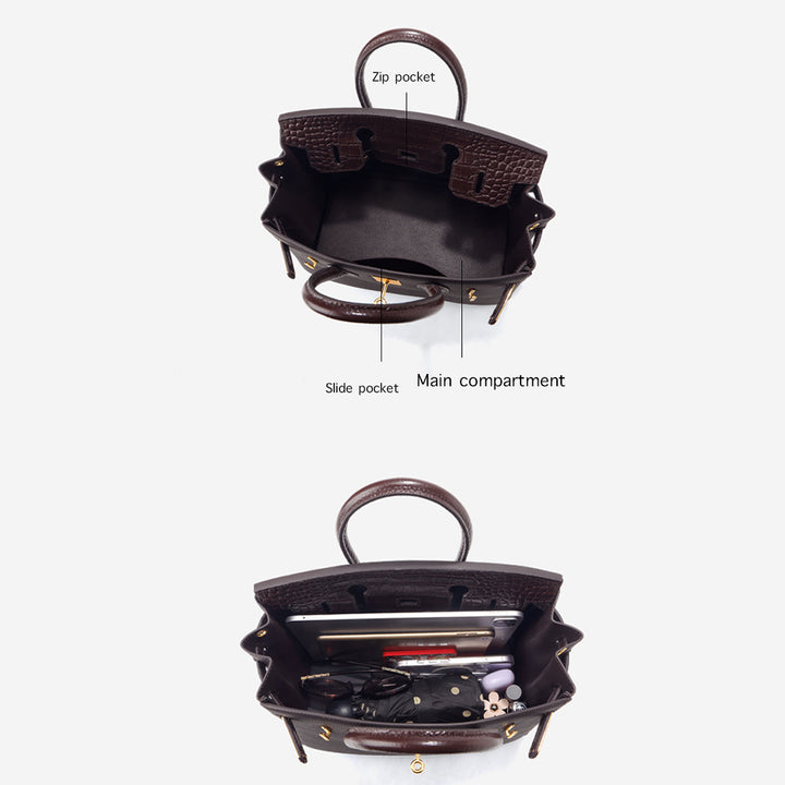 Genuine leather tote handbags interior | women work handbag everyday bag