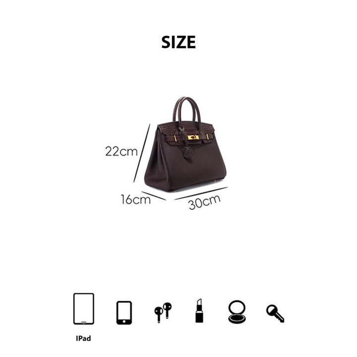 Genuine leather tote handbags size | women work handbag everyday bag
