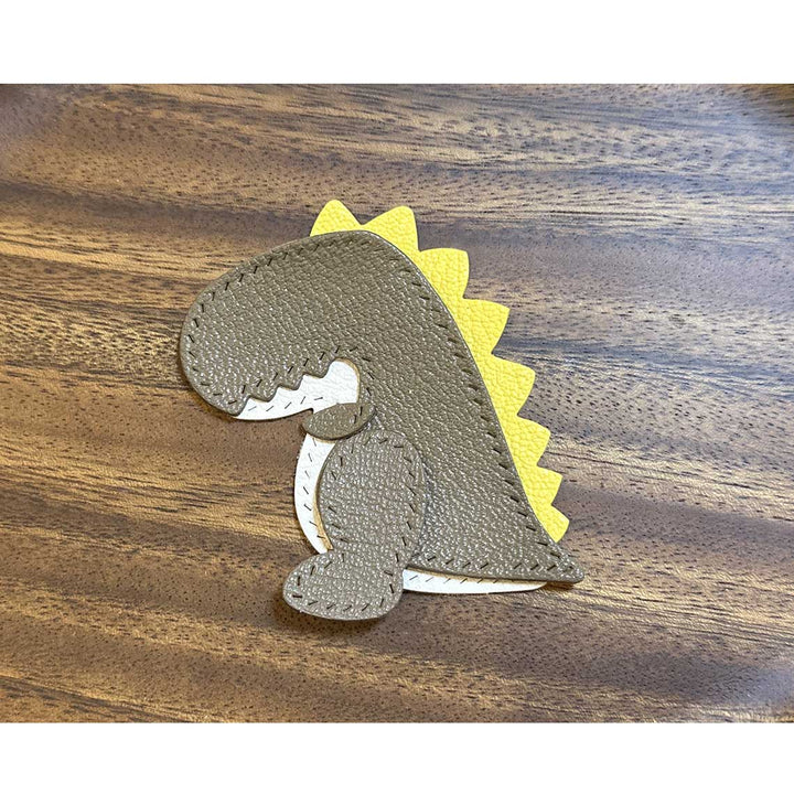 Taupe leather dinosaur charm keychain patterns - POPSEWING®