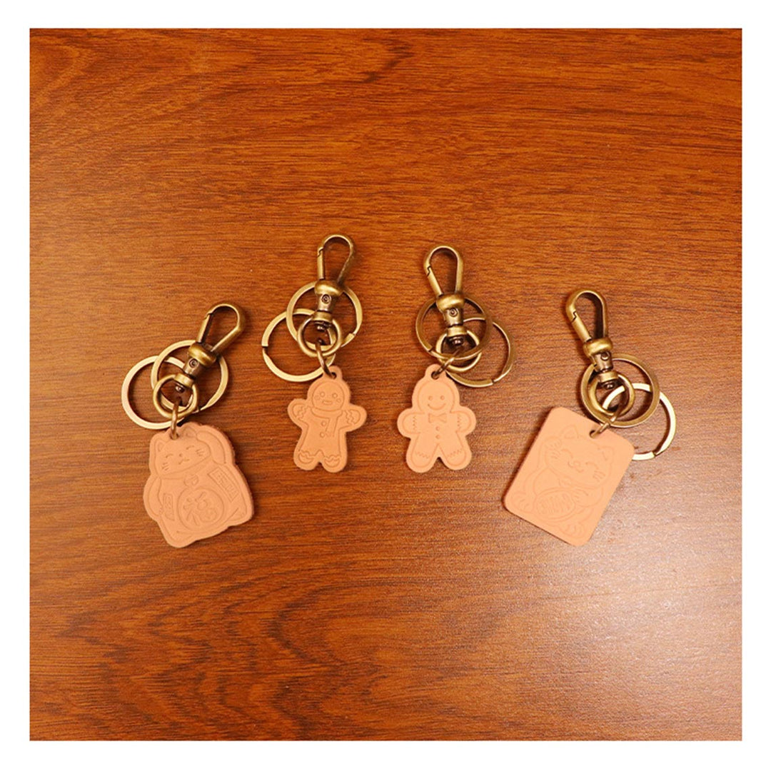 POPSEWING®️ Vegetable Tanned Leather Gingerbread Men Keychain