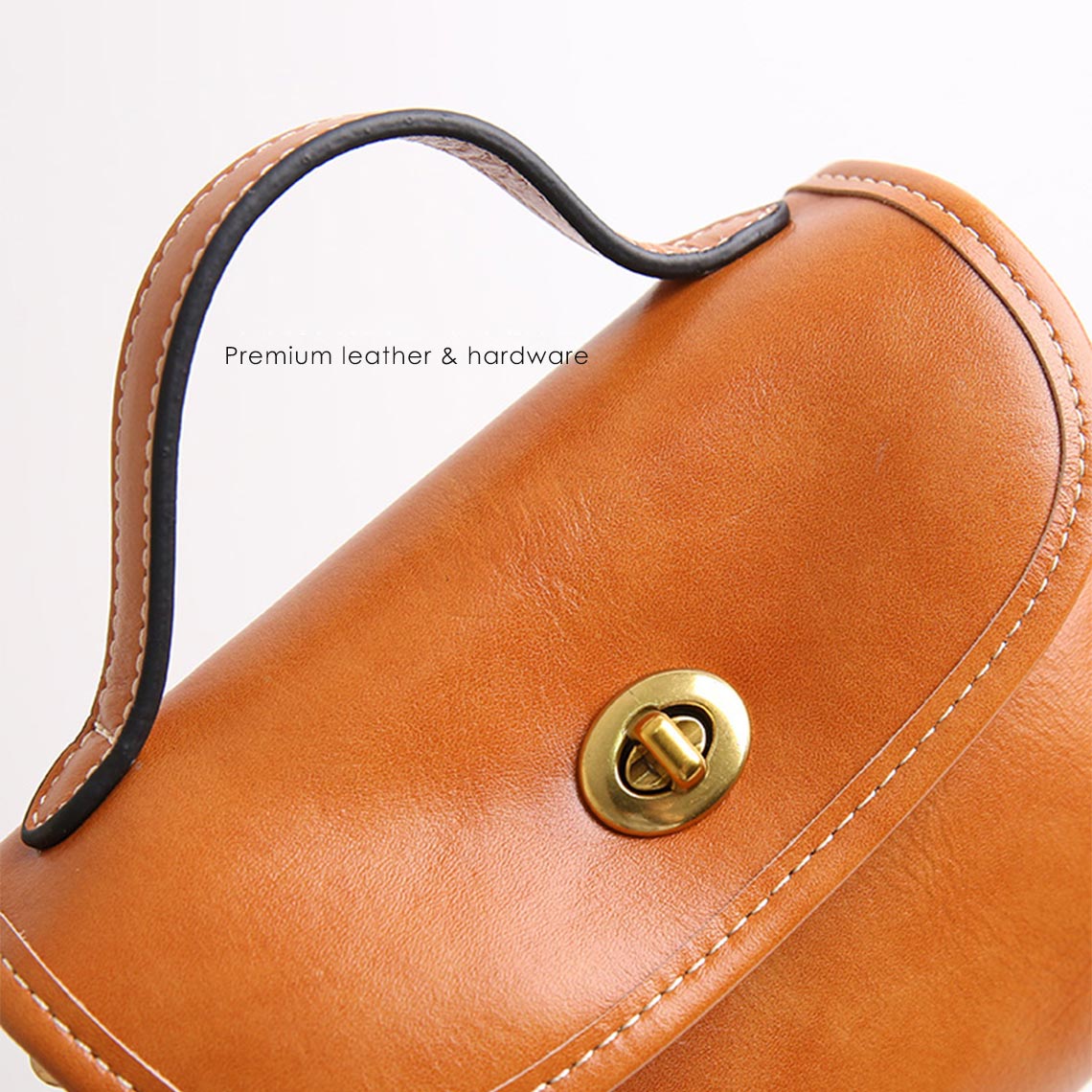 Vegetable Tanned Leather Women Sqaure Handbag