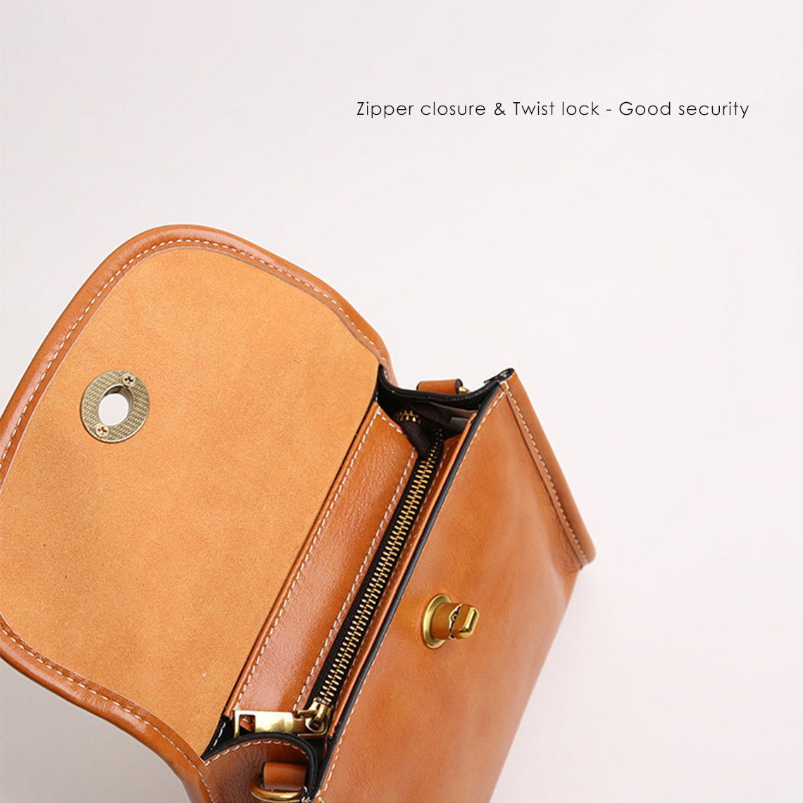 Vegetable Tanned Leather Women Square Handbag