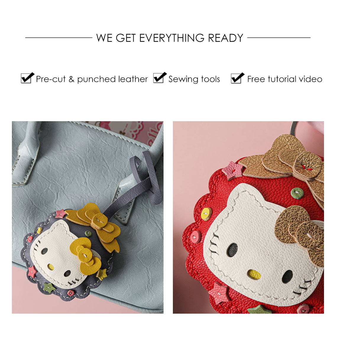 POPSEWING® Sheep Leather Christmas Vibe Kitty Keychain DIY Kit