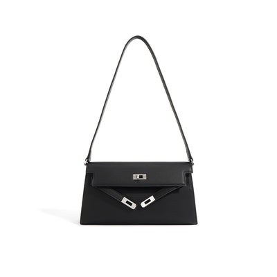 Black Leather Shoulder Bag for Women