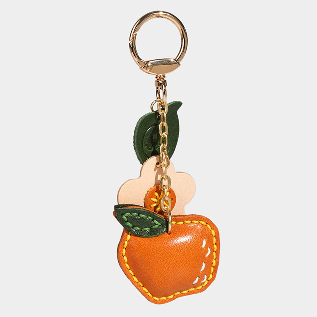 Vegetable Tanned Leather Apple Keychain