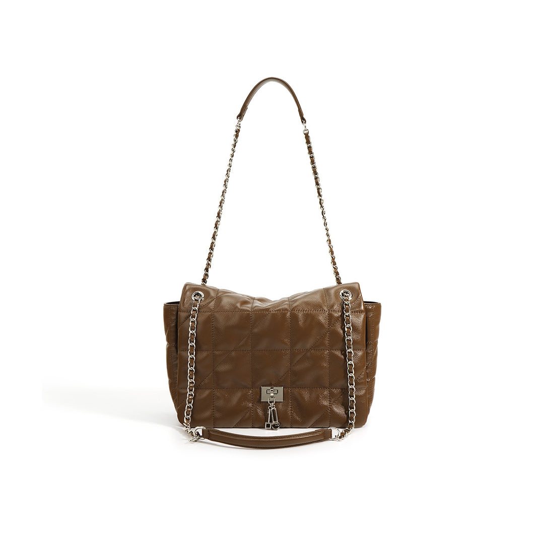 Top Grain Leather Quilting Square Bag