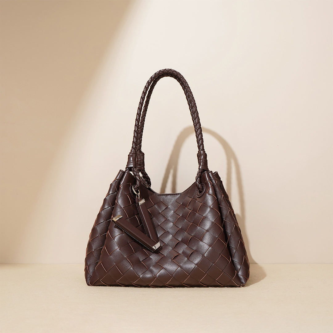 Leather Woven Bucket Bag