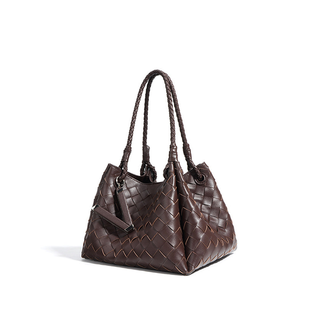 Leather Woven Bucket Bag