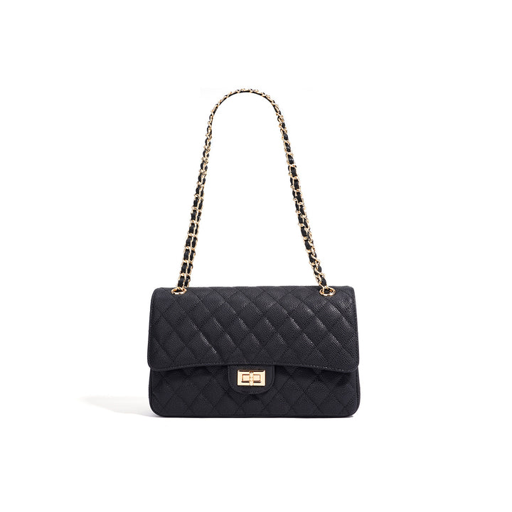 Caviar Leather Chain Flap Bag for Women