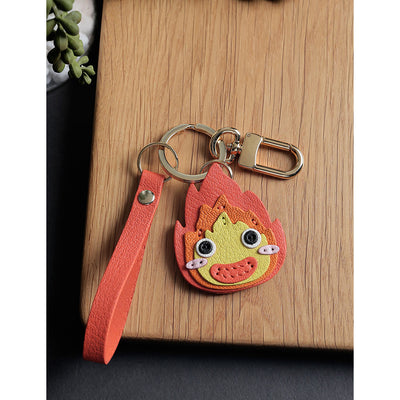 Cute Calcifer Leather Keychain | Unique DIY Gifts for Anime Lovers - POPSEWING®