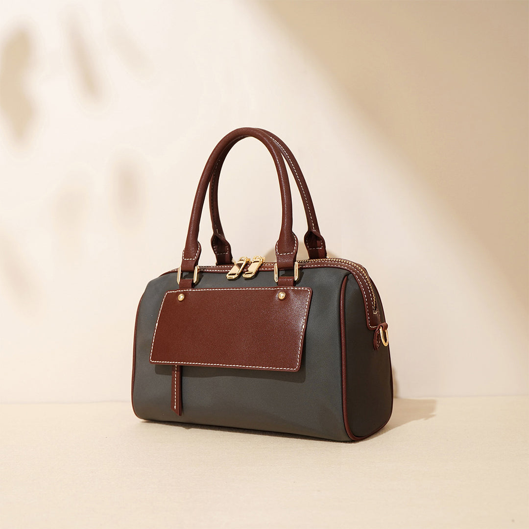 Leather Women Light Boston Handbag