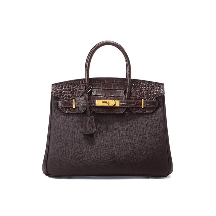 Dark brown leather handbag | Luxury leather handbags