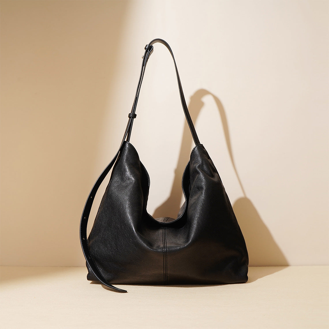 Black Leather Shoulder Tote Bag | Real Leather Bags