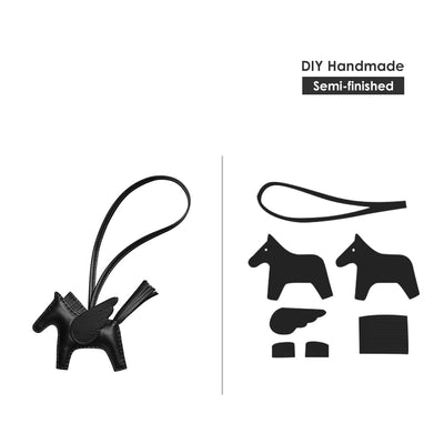 Lambskin Horse Charm in Black | DIY Handmade Leather Accessory