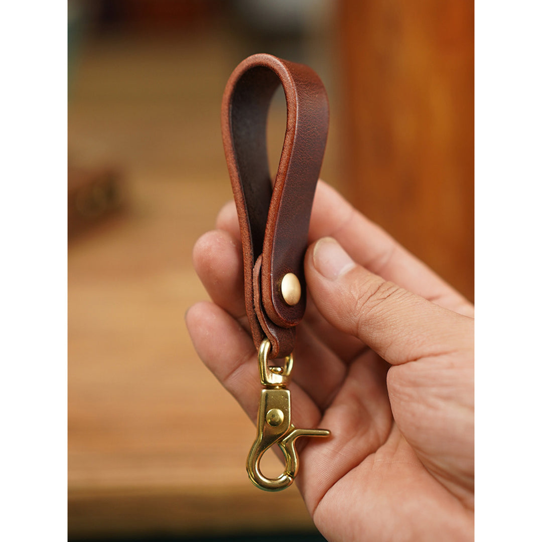 Dark Brown Leather Keyring | Full Grain Leather Craft Handmade