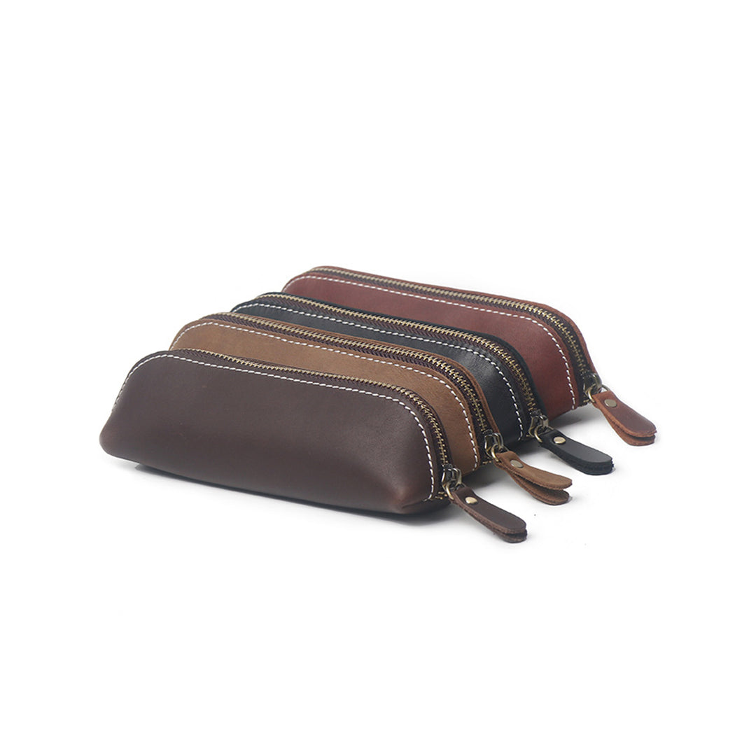 Crazy Horse Leather Zip Pen Holder