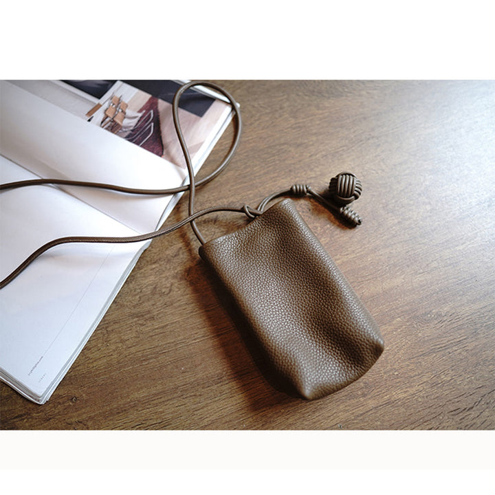 Taupe Leather Small Bag | Simple Design Bags for Women