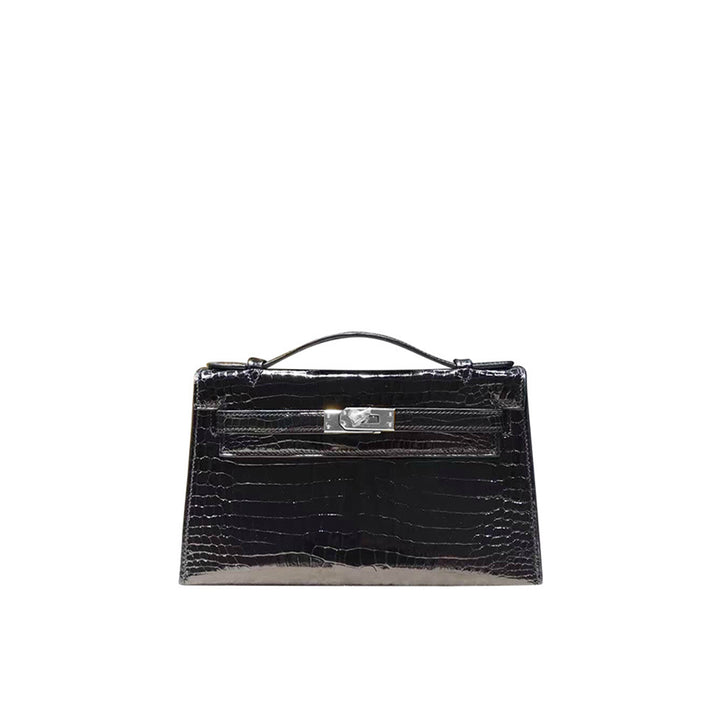 Leather Inspired Croc Kelli Clutch Bag