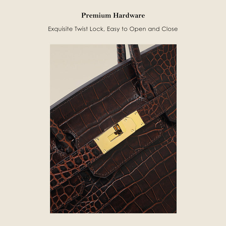 Crocodile Embossed Leather Inspired Birk Shoulder Handbag