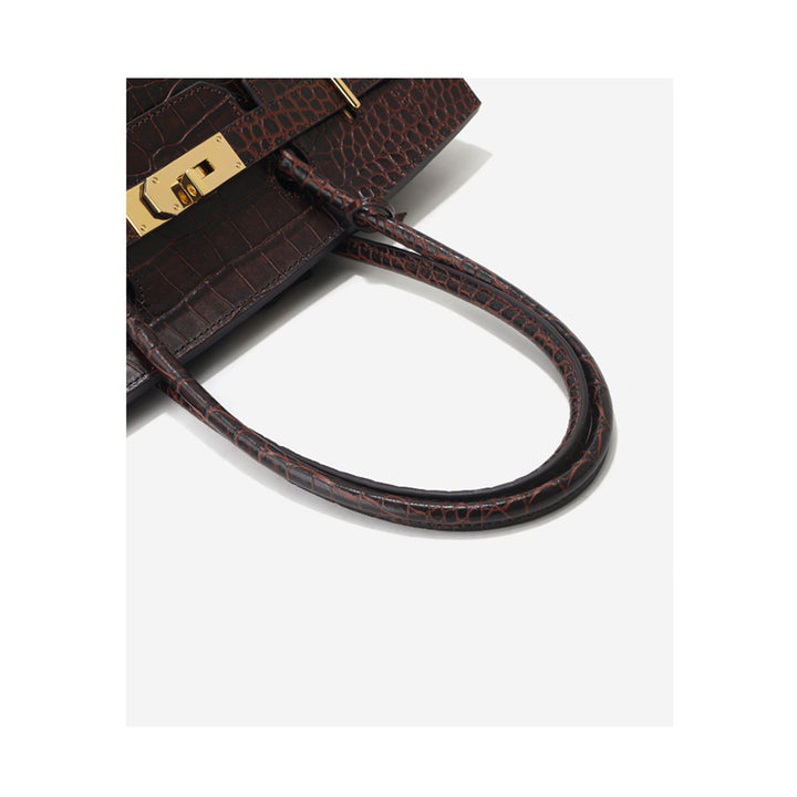 Crocodile Embossed Leather Inspired Birk Shoulder Handbag