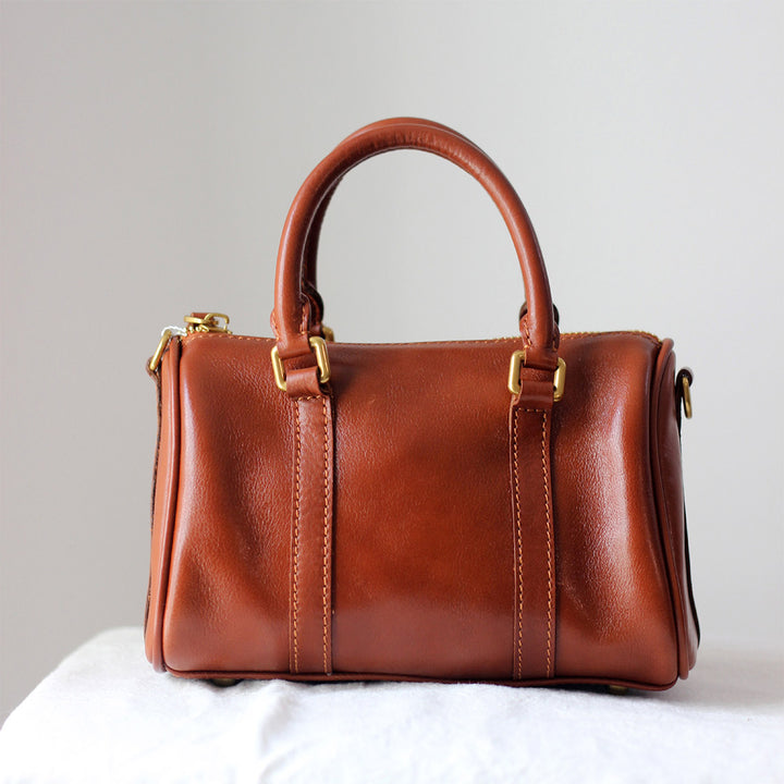 Vegetable Tanned Leather Small Boston Handbag
