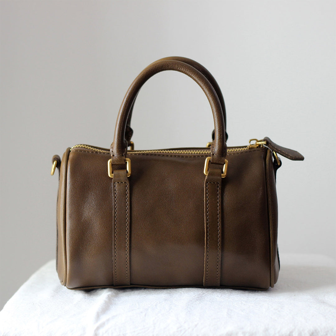 Vegetable Tanned Leather Small Boston Handbag
