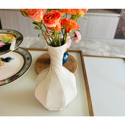 White Sheepskin Leather Vase | Simple Homemade Leather Project - POPSEWING®