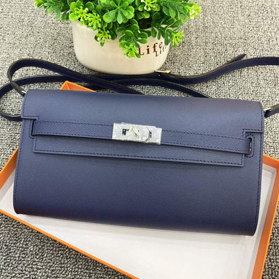 Navy Blue Leather Wallet | Classic Wallet Crossbody Bag