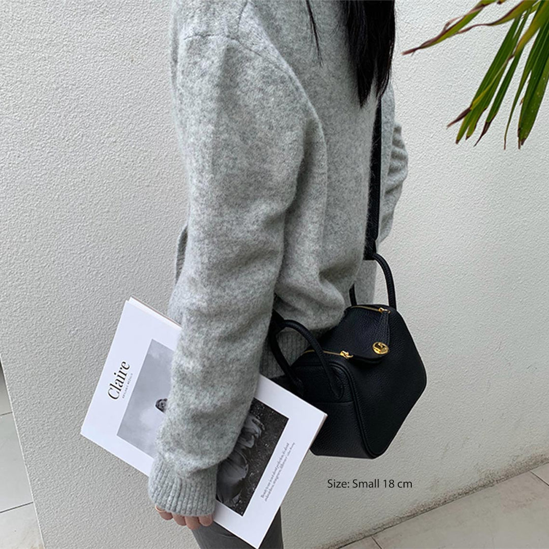 Small Leather Handbag & Purse | Black Leather Crossbody Bag - POPSEWING™