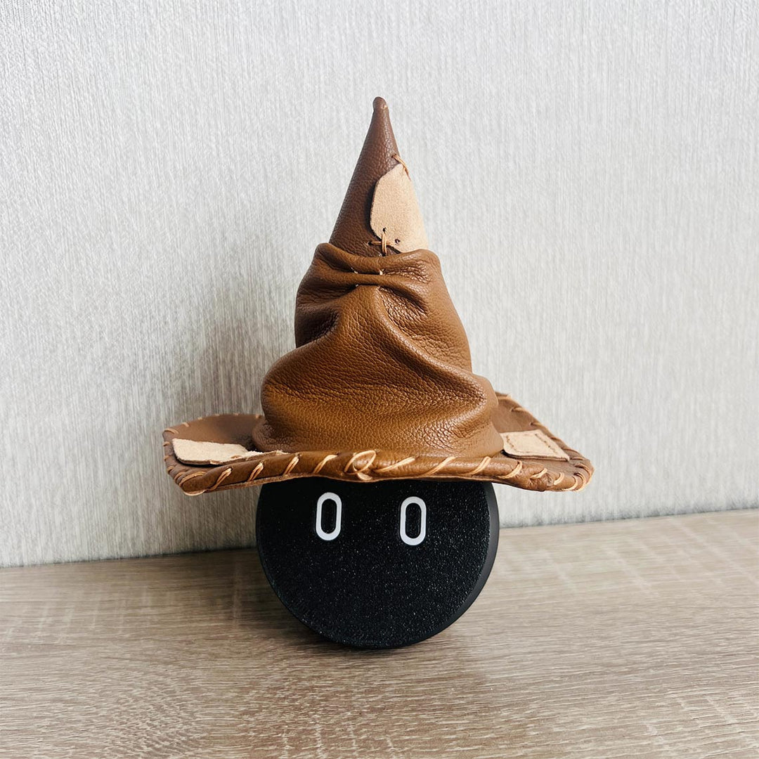 Real brown leather wizard hat | Small leather accessories