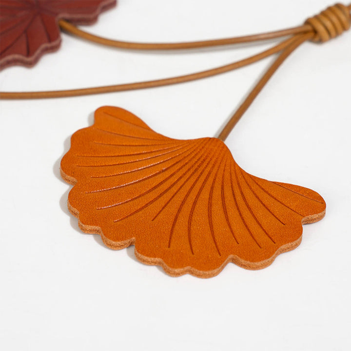Vegetable Tanned Leather Maple Leaf Charm