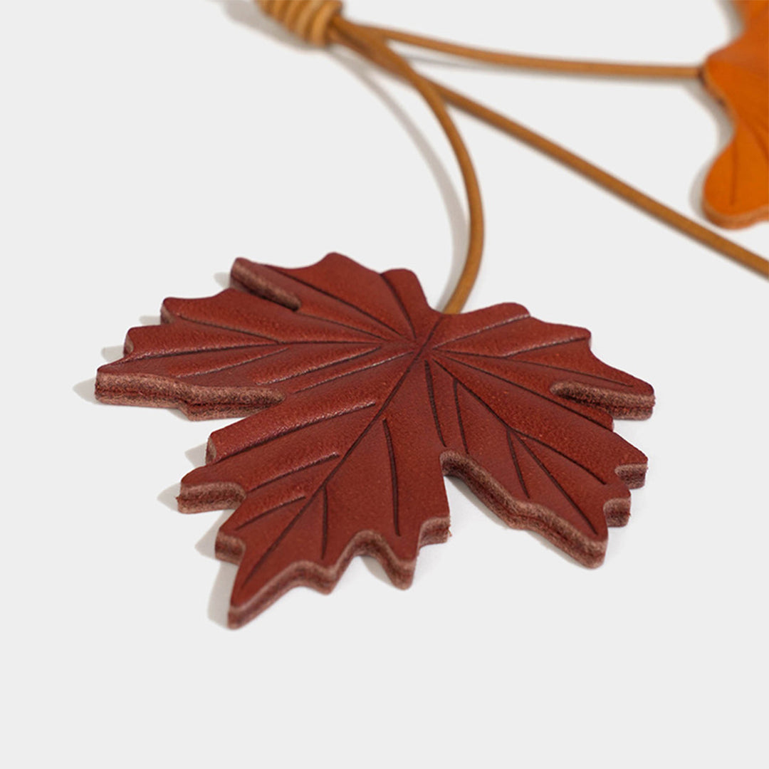 Vegetable Tanned Leather Maple Leaf Charm